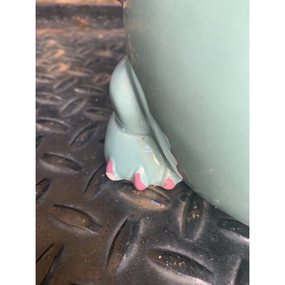 Vintage Kitsch Cute Candy Dapper Dragon Cookie Jar Bowtie Green Pink *Scratched* - Picture 7 of 13